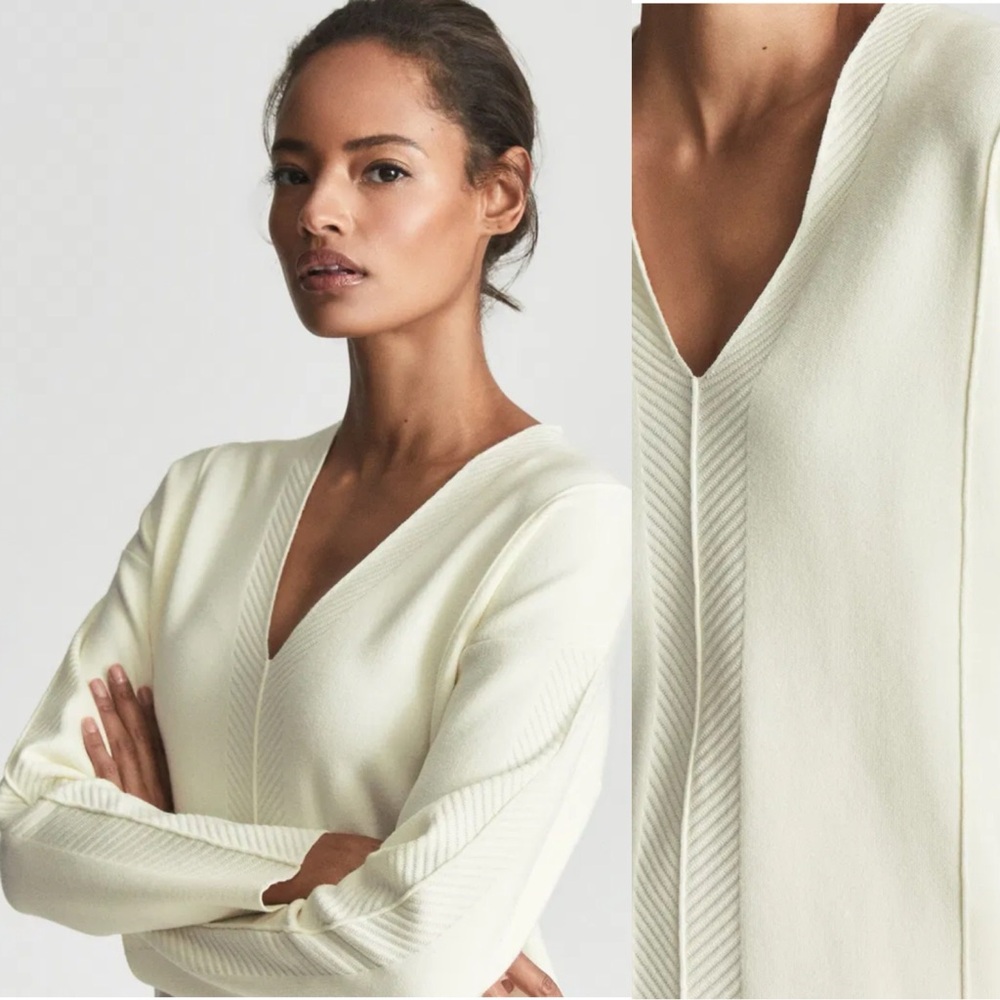 NWT REISS Ava Herringbone Knit Cotton Mini Dress S - Picture 3 of 5